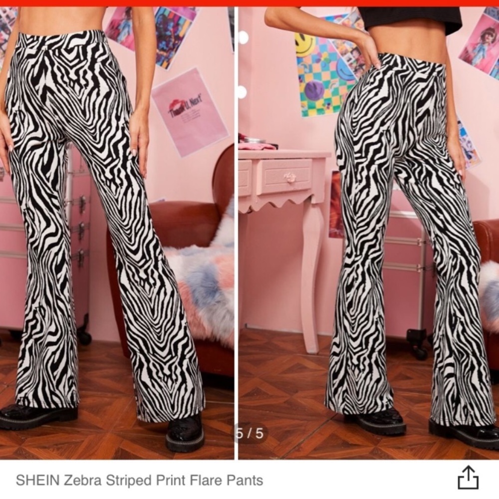 NWT Zebra Print Flare Pants